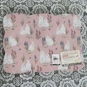 Sundry Reversible Placemats Pink Bunny - Picnic Set of 4